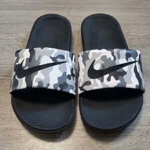 Nike Kawa Slide GS Camo Black White Gray Kids Sandals size 3Y Lightweight Summer